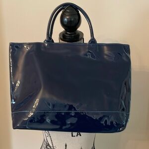 Estée Lauder Navy Travel Tote Bag-2 Straps Handle-Teal Blue Lining-100% PVC
